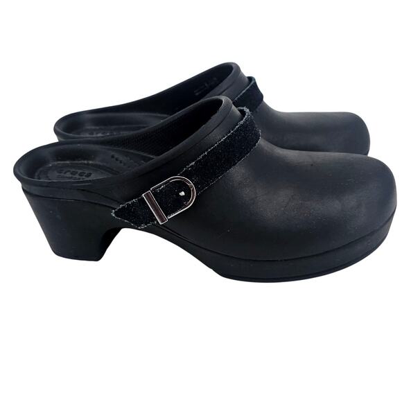 Crocs Sarah Clogs Shoes Womens Size 8 Black Mules Slip-On Dual Comfort Nurse - Picture 1 of 8